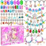 AMAZING TIME 130 Pcs Charm Bracelet Making Kit, Jewelry Toy for Girl Age 8-12 Beads Craft Set for 5 6 7 8 9 10 11 12 Year Old Teenage Birthday Gift
