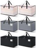 NATURELUX Heavy Duty Moving Bags – Extra Large Packing Bags and Storage Totes, Collapsible and Foldable Option for Moving and Storage, Multicolored, 93 L – 6 Pack