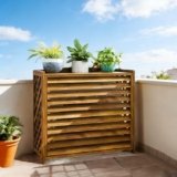 Copri Condizionatore Da Esterno Legno Copri Motore Condizionatore Esterno Condizionatore D’aria in Legno Massello Supporto Copertura Pompa Di Calore per Decorare Giardini, Balconi(100x44x93cm)