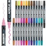 Realzeva Acrylic Paint Markers, 24 Colors Dual Tip Acrylic Paint Pens for Rock Painting, Fabric, Wood, Canvas, Stone, Glass, Scrapbook, DIY Crafts & Art Supplies – Stocking Stuffers & Christmas Gifts.