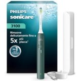 Spazzolino elettrico Philips Sonicare Serie 3100 – Spazzolino sonico con sensore di pressione, 3 intensità, EasyStart, SmarTimer, autonomia 14 giorni, custodia, verde bosco, HX4033/26, [Nuovo]