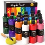 Nicpro 18 Colors Large Acrylic Paint Set, 8.45oz/250 ml Artist Painting Supplies Bulk Non-Toxic For Multi Surface Canvas Wood Fabric Leather Cardboard Paper Crafts Rock Window Hobby with Color Wheel