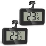 Romon Termometro Frigorifero, 2 Pezzi Termometri Digitale Frigo Acqua, Congelatore Termometro Impermeabile con Gancio, Facile da Leggere Display LCD, Max/Min Funzione, Perfetto per Casa, Ristoranti