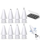 Inesore 8 Pack for Apple Pencil Tips Replacement Accessories,Compatible with Apple Pencil Pro/2nd Generation/1st Generation/USB C,iPencil Nib for iPad Pro/Air/Mini,for Drawing Writing(White Metal Nib)
