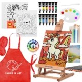 Falling in Art 52Pcs Acrylic Paint Set with Table Easel, Art Painting Kit with Acrylic Paints, Canvas Panels, Paintbrushes, Canvas Supplies Kit for Kids, Adults, Beginners, and Artists, Red