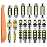 Justech 22pz LED Can-bus Spzenza Errori del Festone LED SMD Lampadine Lampadine Tettuccio Lampadine per Luci Interne Auto LED Targa a LED Cupola del Festone C5W T10 168 194 2825 Xenon -Bianco