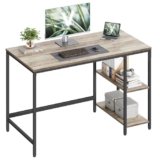 VASAGLE Scrivania per Computer, Scrittoio, 120 x 60 x 76 cm, Moderno, Tavolo da Lavoro, per Ufficio Camera da Letto Soggiorno, Greige Melange e Nero Inchiostro LWD47MB
