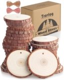 Travlog Unfinished Wood Slices with Hole, Natural Wood Circles Blank with Bark for DIY Crafts, Home Decor, Christmas Ornament (30Pcs, 3.1-3.5 Inch)