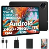 2026 Tablet 11 Pollici da Touch Android, 24GB RAM + 256GB ROM (2TB TF), 8000mAh, Octa-Core, Gemini AI, UFS 2.2 Flash, FHD IPS, Suono 3D, 13MP + 5MP, Dual WiFi, BT 5.0, Widevine L1, Face ID, Grigio
