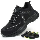 Scarpe Antinfortunistiche Uomo Donna Scarpe da Lavoro Leggere Scarpe da Cantiere Antiscivolo Traspiranti Nero 43
