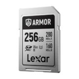 Lexar ARMOR SILVER PRO Scheda SD 256 GB, Scheda di memoria UHS-II, acciaio inossidabile, C10, U3, V60, video UHD 6K, fino a 280 MB/s in lettura, 160 MB/s in scrittura, scheda SDXC per DSLR/fotocamera