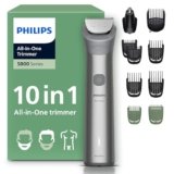 Philips Rifinitore All-in-one Multigroom Serie 5000 10 in 1 – Rifinitore per barba, capelli e corpo, lame autoaffilanti interamente in metallo, 11 impostazioni di lunghezza (0,5-16 mm), MG5918/15