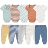 Kiddiezoom Newborn Baby Layette Set 10-Piece with Bodysuits and Pants Set for Unisex Baby Gift Sets