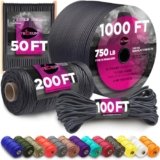 TECEUM Paracord Type IV 750 lb Basalt – 50 ft – 4mm – Nylon Strong Tactical MIL–SPEC Parachute Cord – Survival Rope Emergency para Cord 11 Strands Core EDC Camping Hiking Military Gear 409а