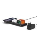 Belkin Caricabatteria wireless 3 in 1 con MagSafe, tappetino di ricarica rapida MFi, caricatore wireless per iPhone 16, 15, 14, 13, 12, Apple Watch 9, 8, 7, Ultra e precedenti, AirPods 2, Pro