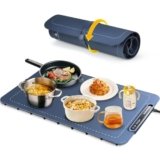 Food Warming Mat, Full Surface Heating Silicone Electric Warming Tray with 3 Level Temperature Settings, Auto Shut-Off, Foldable Roll Up Food Warmer for Parties Buffets, Gatherings