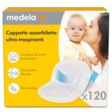 Medela Coppette Assorbilatte Ultratraspiranti, Altamente Assorbenti, Design Discreto per Uso Confortevole, Confezione da 120 Pezzi