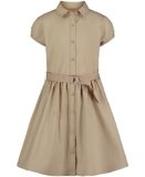 Nautica Girls’ School Uniform Short Sleeve Shirtdress, Khaki, X-Large(6X)