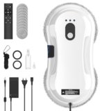 Robot Lavavetri, 5600Pa Lavavetri Automatico Ultra-Sottile (7.5cm) con Nebulizzatore d’Acqua, Navigazione Intelligente, 3 Modalità, Protezione UPS, Telecomando e 10 Panni, per Vetrate e Piastrelle