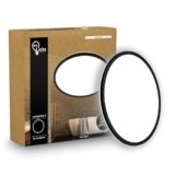 B.K.Licht – Pannello LED piatto con illuminazione indiretta, luce bianco neutro, protezione IP44, plafoniera bagno, plafoniera cucina, lampadario, lampada soffito, 29 x 3 cm, nero