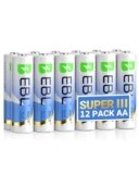 EBL 12 x Lithium AA 1,5V, SUPER Ⅲ batterie AA 3700mAh di più lunga durata LR06 per videocamera Blink, campanello, serratura intelligente(Non ricaricabile)