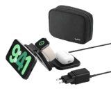 Belkin BoostCharge Pro Caricabatteria Wireless pieghevole da viaggio 3 in 1 con Qi2, 15W, tappetino di ricarica wireless MagSafe per iPhone 17, Air, Pixelsnap, Apple Watch e AirPods