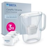 BRITA Caraffa filtrante Style Essential White (2,4L) incl. 3x MAXTRA PRO PURE PERFORMANCE che riduce cloro, calcare, PFAS e metalli – Adatta alla porta del frigorifero, con indicatore LED