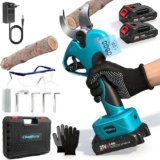 Cheffery Forbici Potatura Elettriche, 60mm Cesoie Potatura Elettriche Professionali con Lama in Acciaio SK5 800W Motore Brushless Schermo LCD, Forbice Elettrica per Giardino Fattoria (Con Batteria)