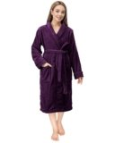 NY Threads vestaglia da donna con collo a scialle, morbida e soffice, abbigliamento per la notte e per il relax, Medio, Prugna