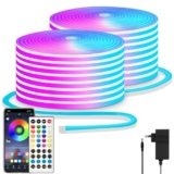 Segrass 30m Striscia LED, APP/telecomando, IP65 Impermeabile Flessibile Neon Lampada, 24V RGB LED-Band, Per Camera da Letto e Decorazione Esterna (2 rotoli da 15M)
