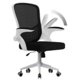naspaluro Sedia da Ufficio,Sedie Scrivania Ergonomica Con Braccioli Ribaltabili a 90°,Poltrona Ufficio Lombare, Rivestimento in Rete Traspirante, Sedia Girevole a 360° Con Funzione Swing,Blanc