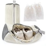 TIKIWIK Shoe Washing Machine Bag for Washer & Dryer, Large Shoe Bag for Washing Machine Plush Fibers laundry Bag for Sneakers, Tennis Shoes and Gym shoes, White (2PCS)