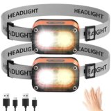 Chasinglee 3000 lumen, super luminosi, ricaricabili tramite USB, lampada frontale a LED,regolabile, impermeabile, con sensore di gesto, adatta per campeggio, ciclismo, pesca durante（Confezione da 2）