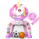 Toddler Basketball Hoop & Soccer Goal， Baby Toy for 1 2 3 Year Old Girls, Kids Activity Center Toys with Light & Music,Unicorn Toys for Girls 12-18-36 Months, Christmas Birthday Gifts for Ages 1-3