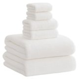 Akzpe 39×79 Inches Bath Sheet Towels for Adults Super Soft Absorbent Quick Dry Microfiber Extra Large Bath Towels for Bathroom(White,6PCS)