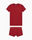Emporio Armani T-Shirt + Tronco Uomo MEGALOGO Rosso, S, Rosso, S
