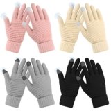 Omisy 4 Pairs Womens Gloves for Cold Weather, Women Valentines Gifts for Her Mom Wife, Winter Warm Gloves with Touchscreen – Black, Grey, Beige, Pink