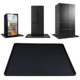 Jalopink Non-Slip Silicone Mat for Mini Fridge, 19.7×19.7×0.6 Inch Leak-Proof Drip Tray with Raised Edge, Protect Your Carpet & Floor from Water Damage for Washer, Dryer, Black