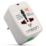 Adattatore Universale da Viaggio | Presa Internazionale EU UK USA AUS | 110-250V con Protezione Sovratensione e Sicurezza Bambini | Certificato CE | Compatto e Portatile Vribon