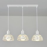 SXHZLY Lampadario a Sospensione Moderno Industriale, 3 Luci E27 in Metallo RitagliatoØ18 Lampada a Sospensione Vintage per Cucina Isola Tavolo da Pranzo (Bianco Base Lunga)