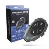 INTERPHONE TOUR HD Singolo, Interfono moto di gruppo per 4 motociclisti fino a 1.5km di distanza, Interfono casco con Bluetooth per GPS e chiamate, Autonomia 25h di lunga durata e impermeabile IP67