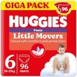 Huggies Little Movers Pannolini Mutandina Taglia 6 (15-25 Kg), Ultra assorbente, Protezione completa, 96 Pz