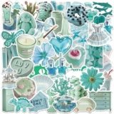 50Pcs Green Stickers Aesthetic，Cute Mint Green Stickers，Vinyl Waterproof Decal,Perfect for Kids,Teens, Water Bottle Suitcase Phone Skateboard Guitar Water Cup Bike Laptop Scrapbook（Kindle Stickers）