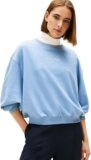 Tommy Hilfiger Donna Felpa Classic Script Terry Scollo Rotondo, Blu (Brisk Blue Heather), XXS