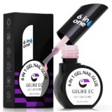 Gelike EC Nail Glue Gel 6 in 1 for Press-On Nails and Nail Tips Long Lasting Extension Strong Hold Brush-On UV Adhesive for Acrylic Tips Quick Dry Low-Odor No Pop-Off DIY at Home & Salon Art Use