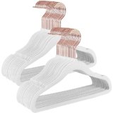 SONGMICS Grucce Appendiabiti Bambini, Set di 50 Grucce Salvaspazio con Ganci Girevoli a 360° Color Oro Rosa, in Velluto Antiscivolo per Armadio Cameretta, Bianco Nuvola CRF027W01