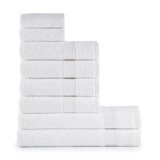 nottoc Set Asciugamani Bagno Bianchi, Hotel, 100% Cotone, 2 Telo Doccia 70x140cm + 4 Asciugamani 50x90cm + 2 Asciugamani Ospiti 30x50cm, Asciugamani Bagno Viso e Bidet, Morbidi, Assorbenti Bianco