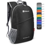 ZOMAKE Zaino Pieghevole Ultraleggero, Zainetto Leggero Ripiegabile da Viaggio 20L, Backpack Richiudibile Salvaspazio Tascabile Piccolo Trekking per Uomo Donna (Nero)