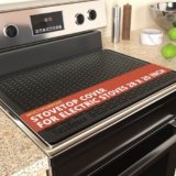 Silicone Electric Stove Top Cover Mat – 28″x20″Ceramic Stove top Cover, Heat Resistant Glass Cooktop Cover, Flat RV Range Stovetop Protector, Extra Large Silicone Dish Drying Mat – BLACK