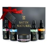 Satin Naturel Cofanetto Regalo Donna 5x30ml – Skincare Viso con Vitamina C, Acido Ialuronico, Retinolo, Olio di Argan & Gel Aloe Vera – Confezione Regalo di Lusso